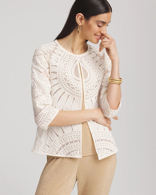 Travelers™ Collection Embroidered 3/4 Sleeve Jacket - Chico's