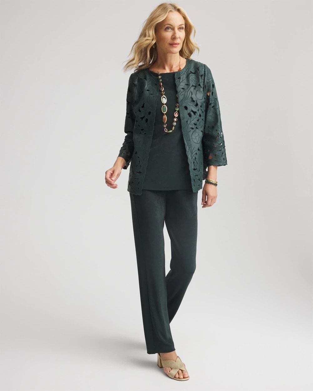 Travelers™ Collection Faux Leather Floral Jacket - Chico's