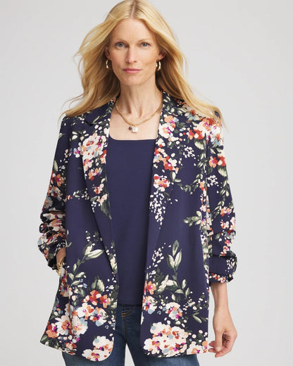Floral Ruched Sleeve Blazer - Chico's