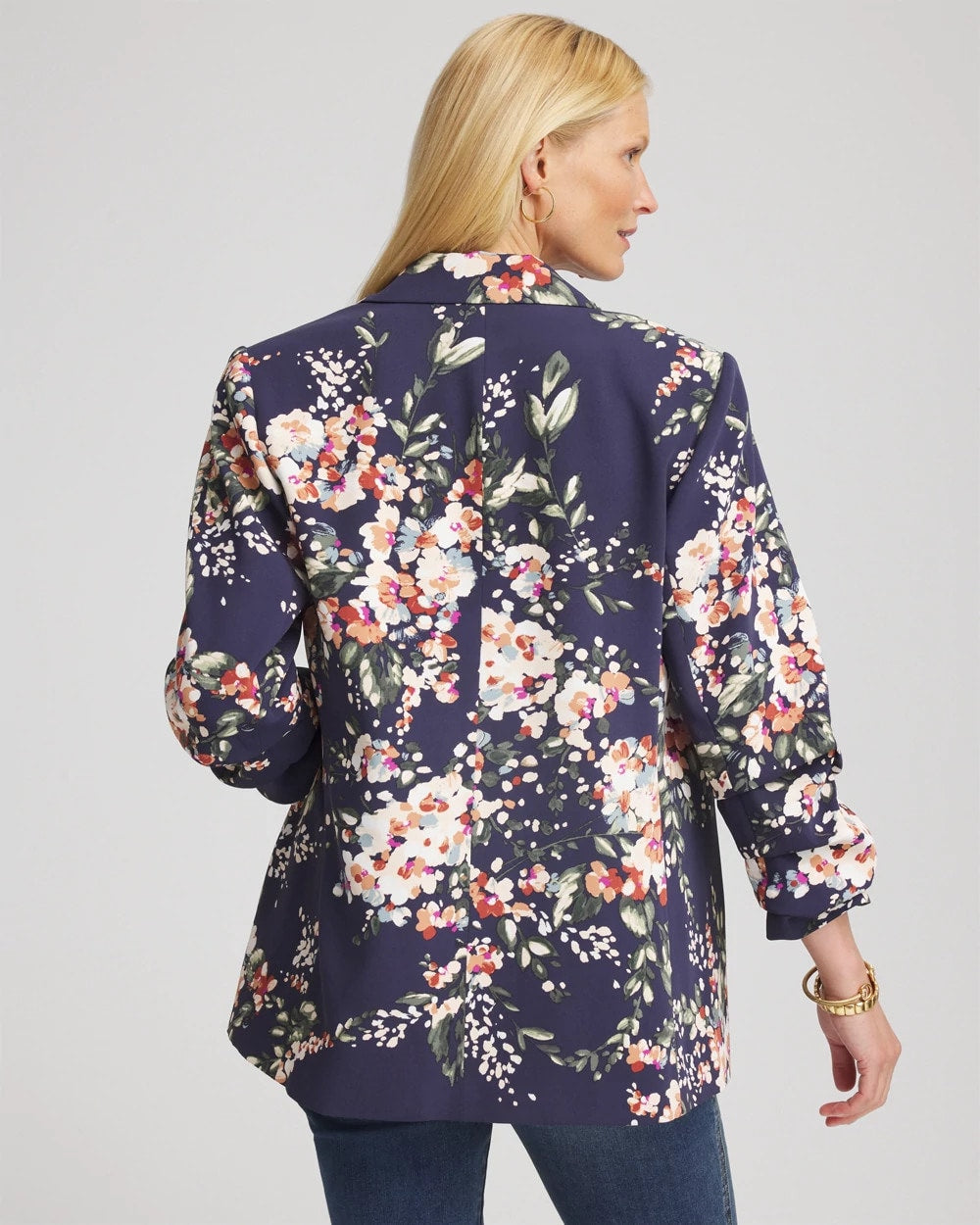 Floral Ruched Sleeve Blazer - Chico's