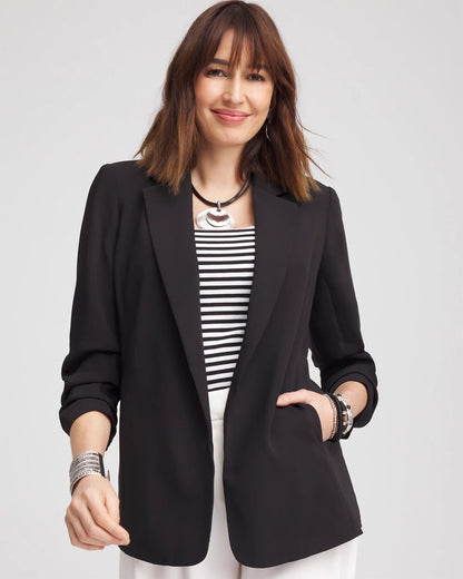 Notched-Lapel Ruched Sleeve Blazer - Chico's
