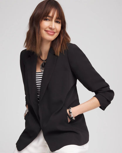 Notched-Lapel Ruched Sleeve Blazer - Chico's