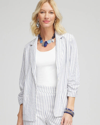 Striped Linen Stretch Blazer - Chico's