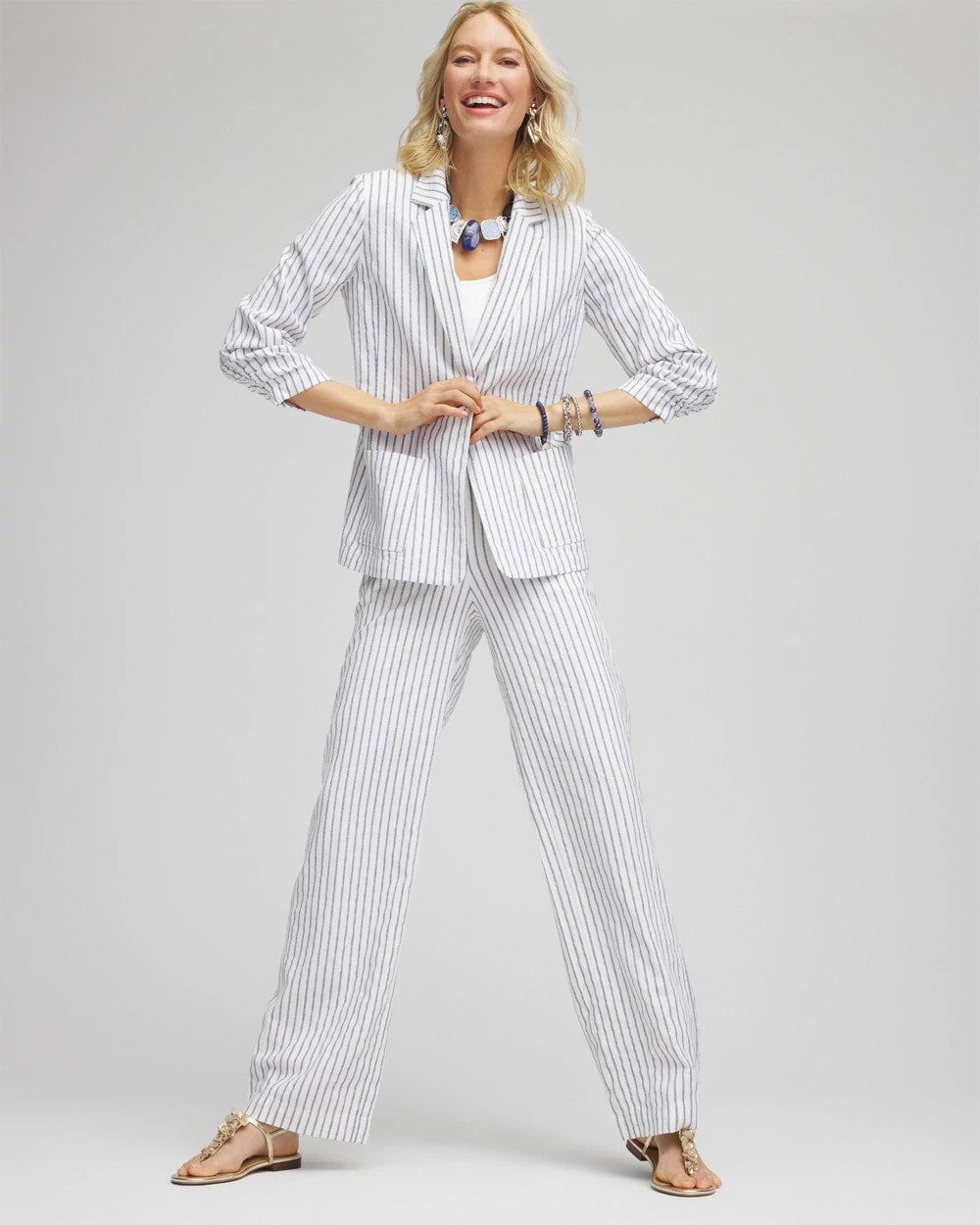 Striped Linen Stretch Blazer - Chico's