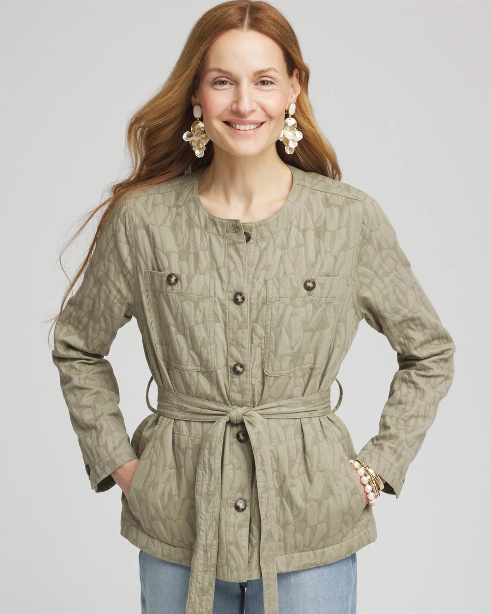 Jacquard Gauze Belted Field Jacket - Chico's