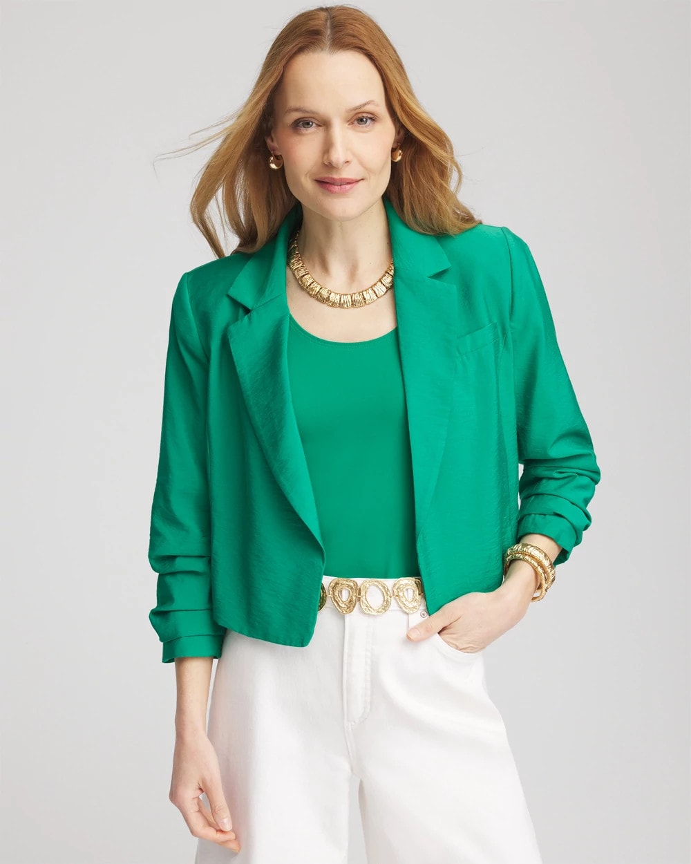 Cropped Ruched Sleeve Blazer - Chico's