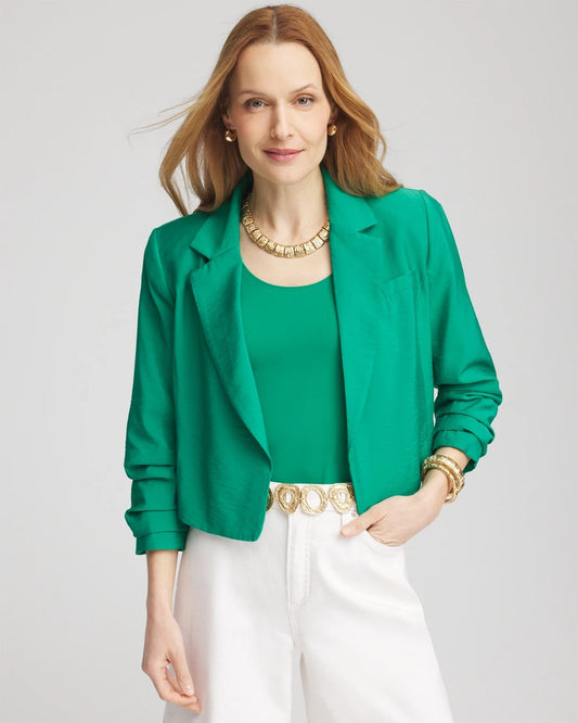 Cropped Ruched Sleeve Blazer - Chico's