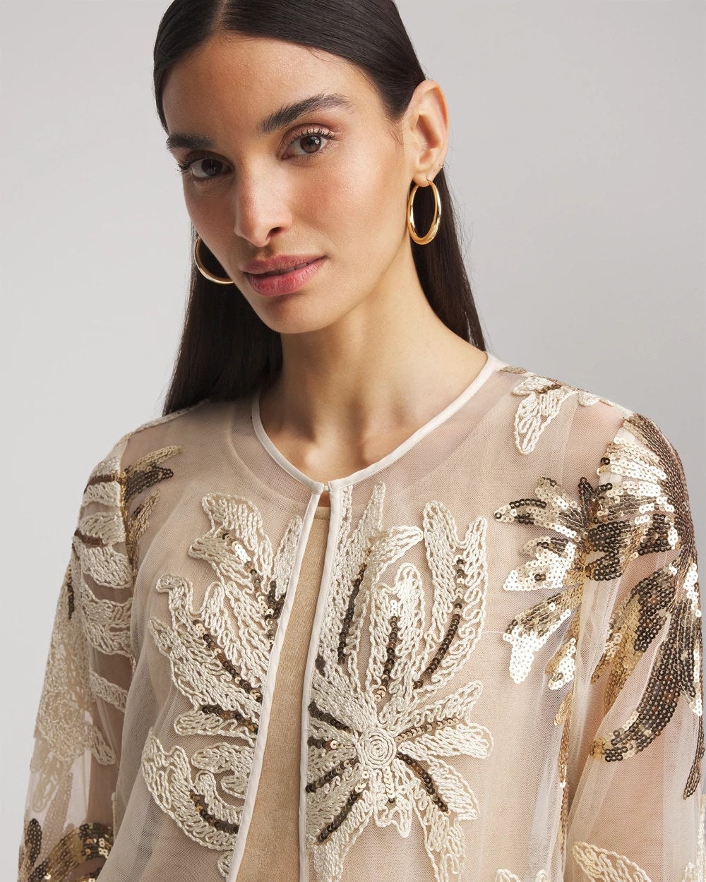 Travelers™ Collection Sequin-Mesh Jacket - Chico's