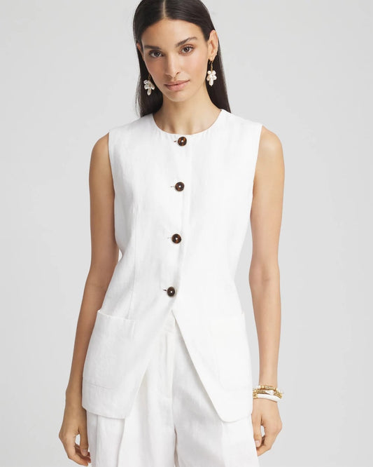 Linen Button-Front Shirt Vest - Chico's