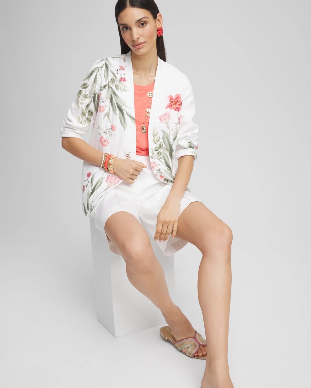 Floral Linen Non-Stretch Blazer - Chico's
