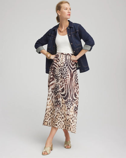 Animal Bengal Marks Faux Satin Skirt - Chico's