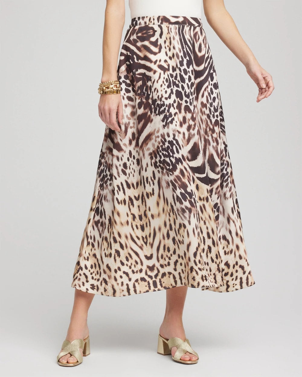 Animal Bengal Marks Faux Satin Skirt - Chico's