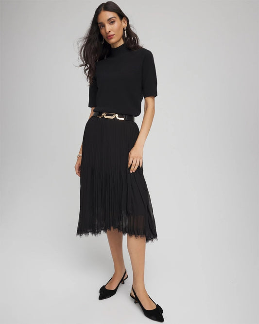 Pleated Lace Hem Midi Skirt - Chico's