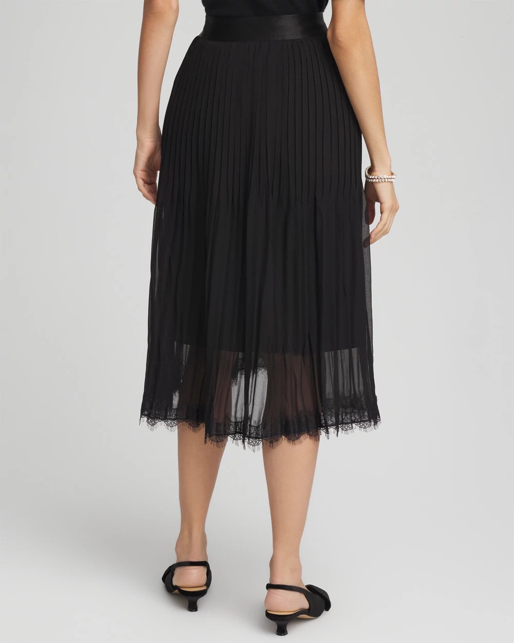 Pleated Lace Hem Midi Skirt - Chico's