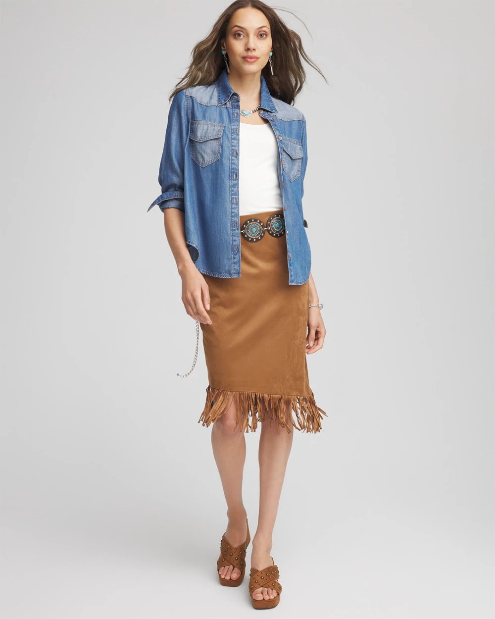 Suede Fringed Asymmetrical Skirt - Chico's