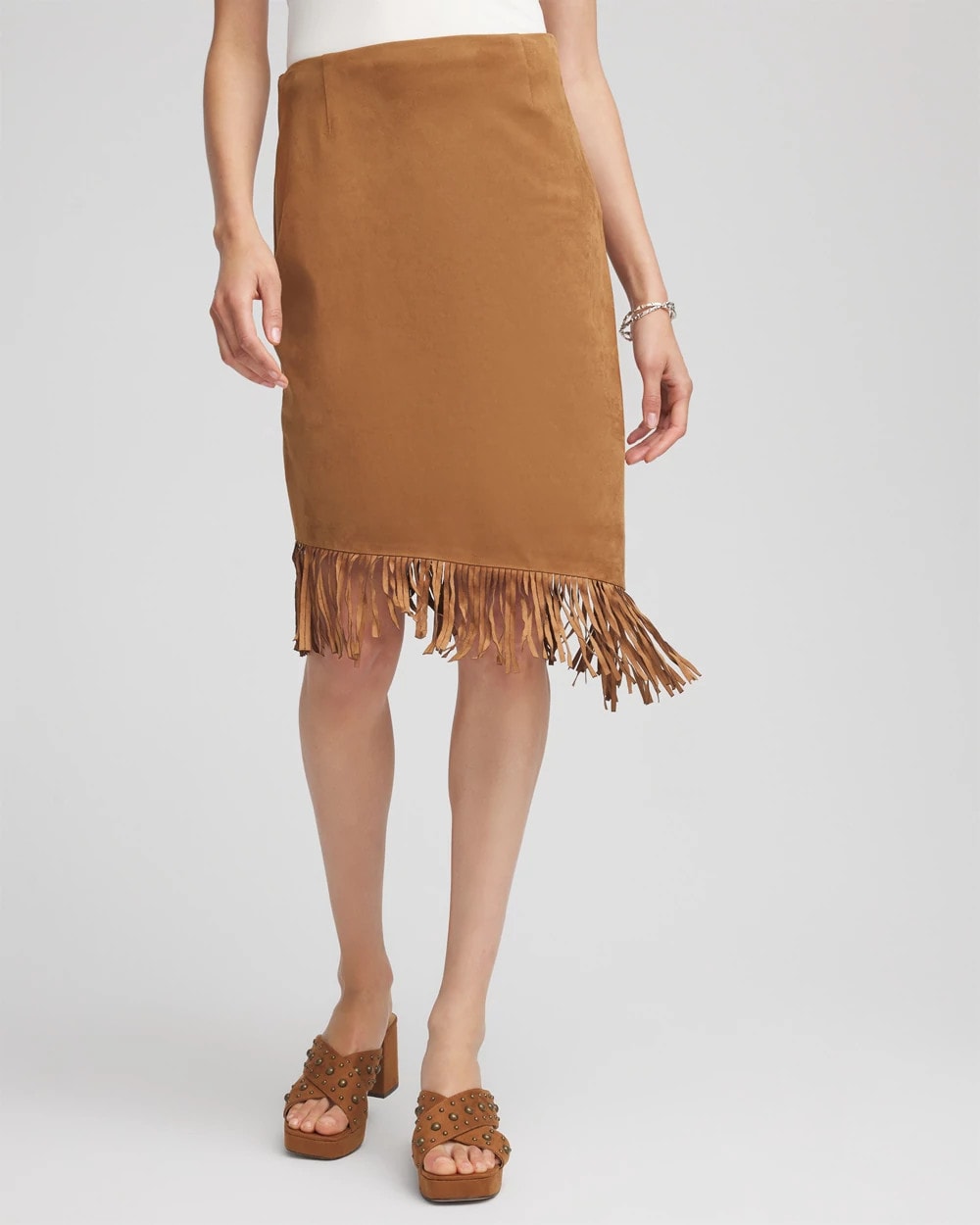 Suede Fringed Asymmetrical Skirt - Chico's