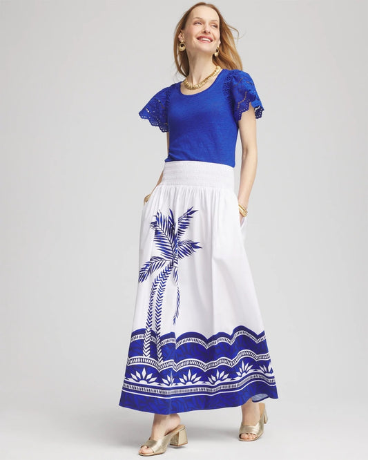 Tropical Smocked Waist Pull-On Skirt - Chico's