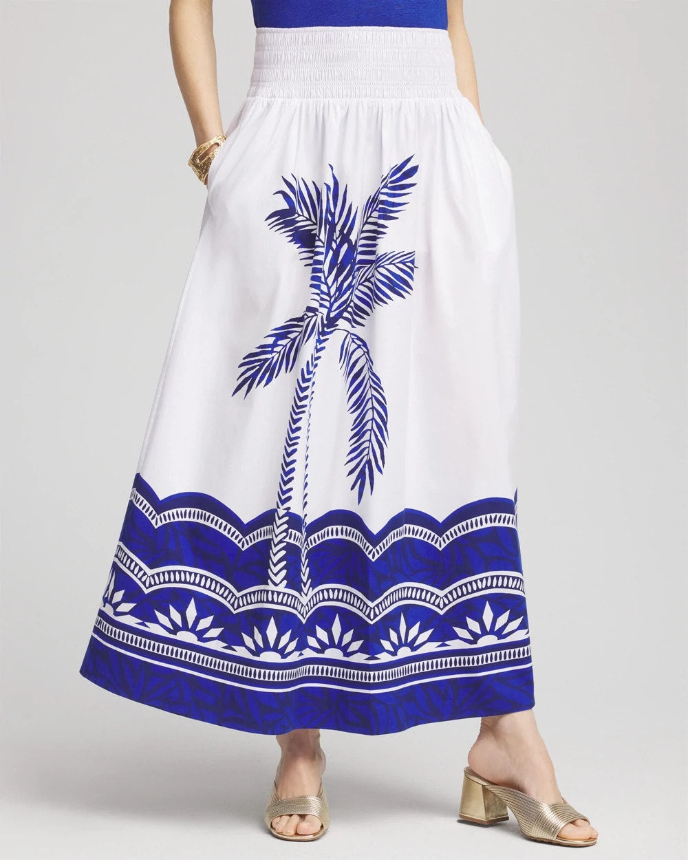 Tropical Smocked Waist Pull-On Skirt - Chico's