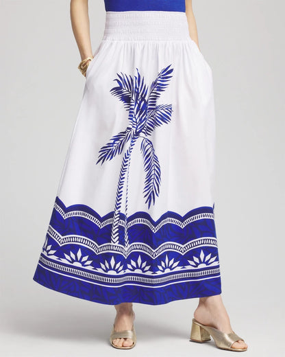 Tropical Smocked Waist Pull-On Skirt - Chico's