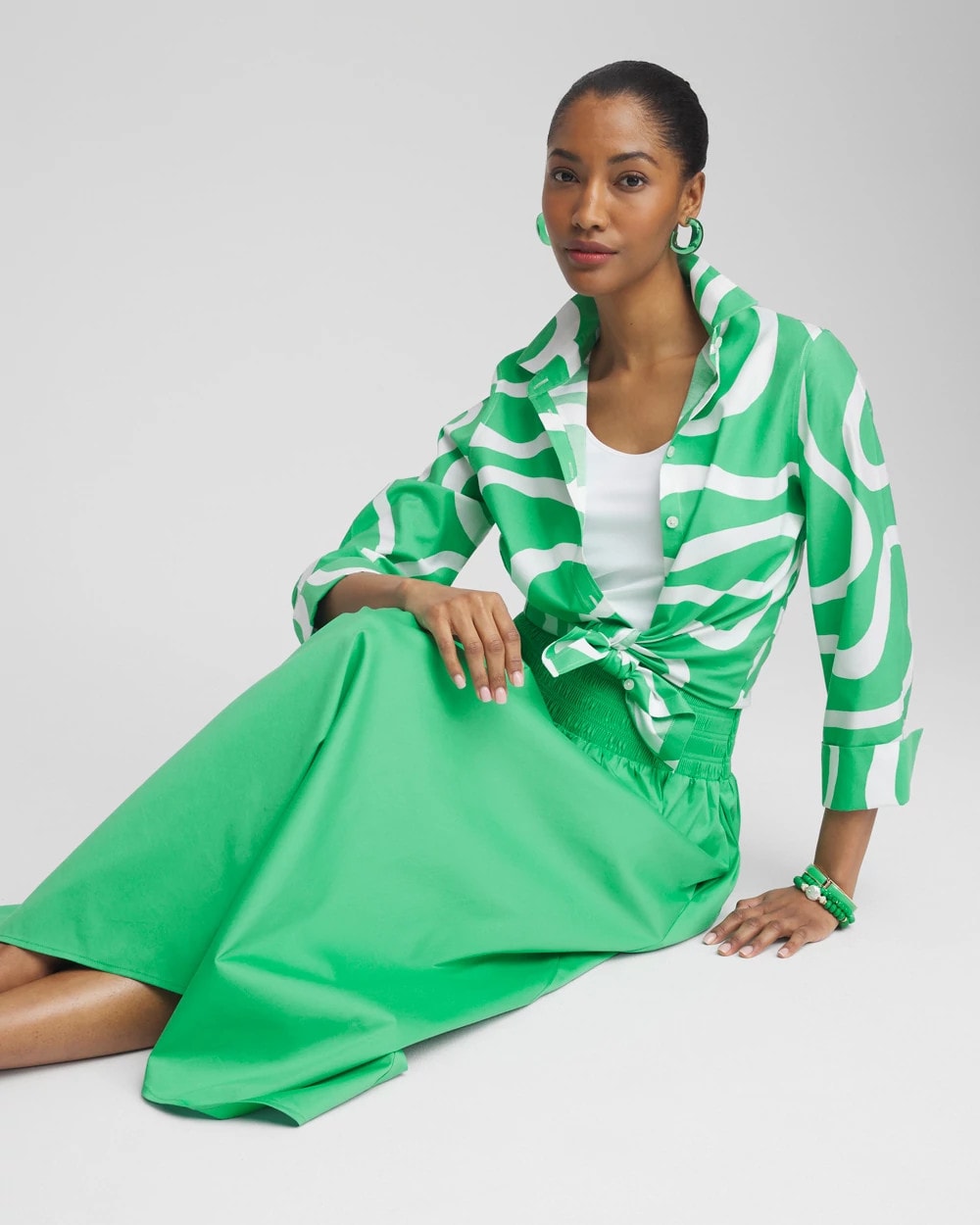 Poplin Smocked Waist Skirt - Chico's