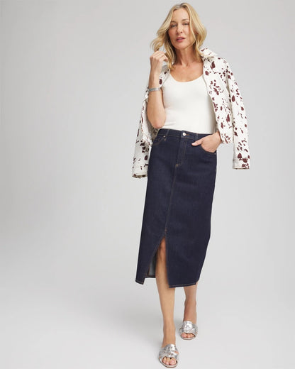 High-Rise Straight Stretch-Denim Skirt - Chico's