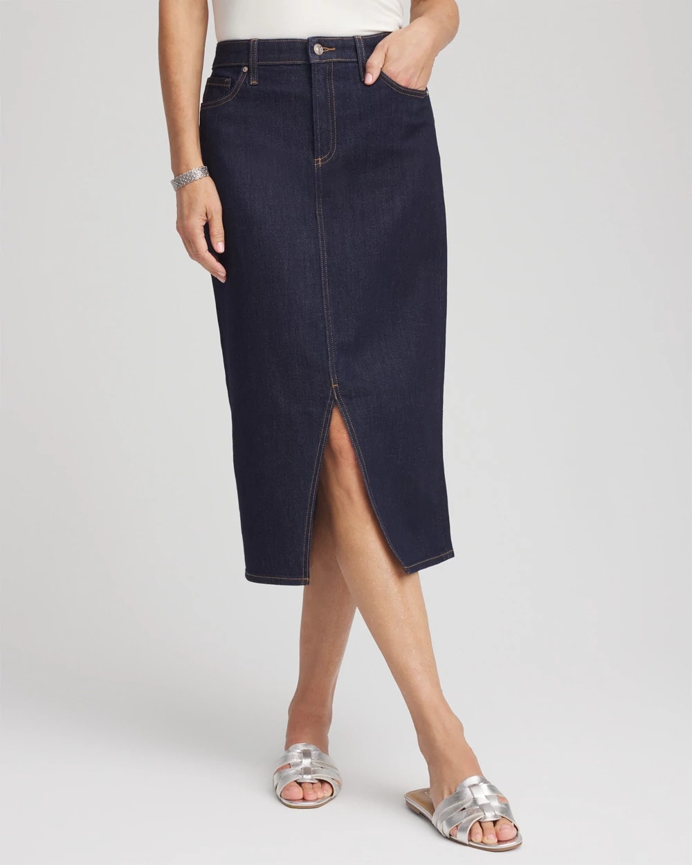 High-Rise Straight Stretch-Denim Skirt - Chico's