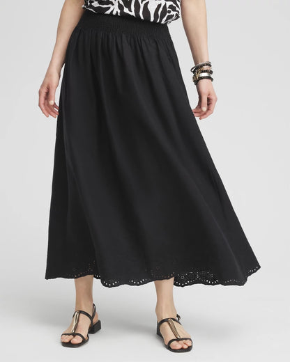 Linen Embroidered Scallop Hem Skirt - Chico's