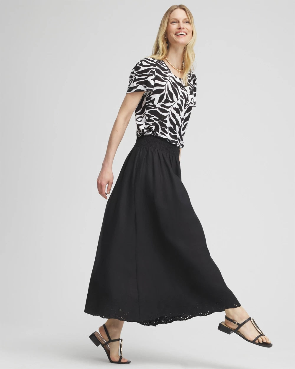 Linen Embroidered Scallop Hem Skirt - Chico's