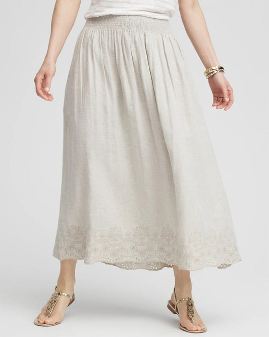 Linen Embroidered Scallop Hem Skirt - Chico's