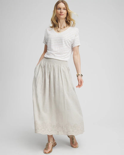 Linen Embroidered Scallop Hem Skirt - Chico's