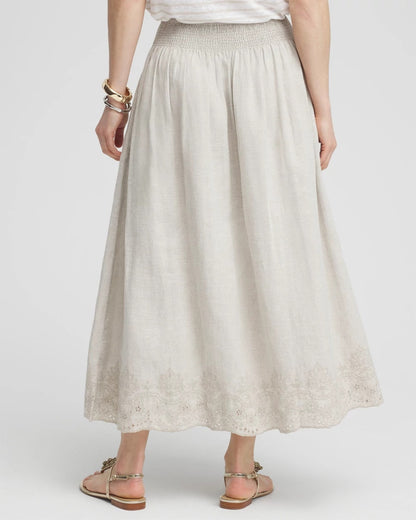 Linen Embroidered Scallop Hem Skirt - Chico's