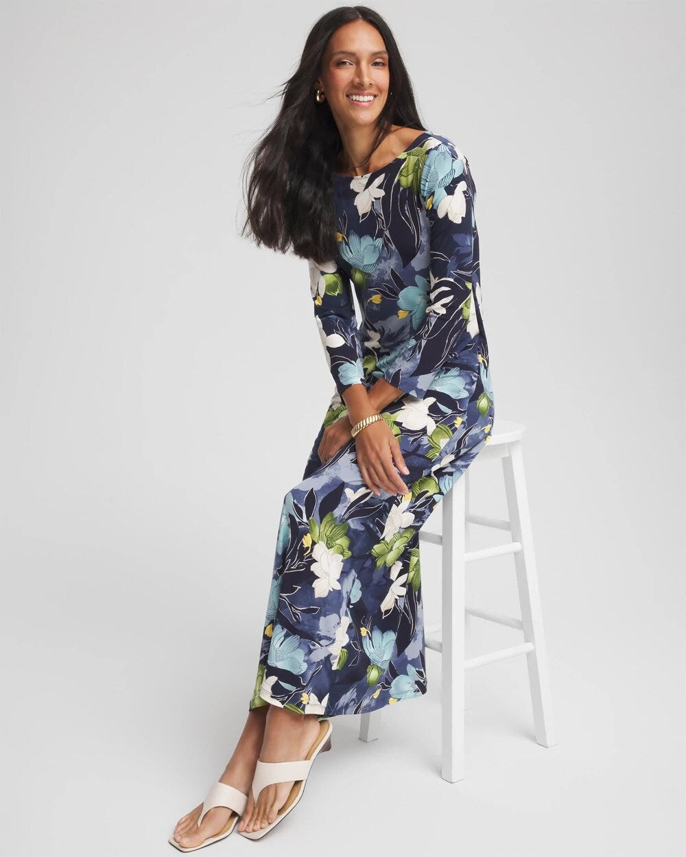 Petite Dance Boatneck Column Maxi Dress - Chico's