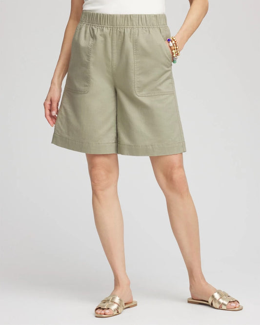 Cotton-Linen Pull-On Utility Shorts - Chico's