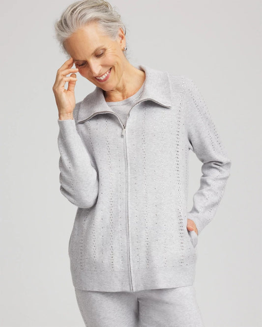 Zenergy® Luxe Diamante Zip Cardigan - Chico's
