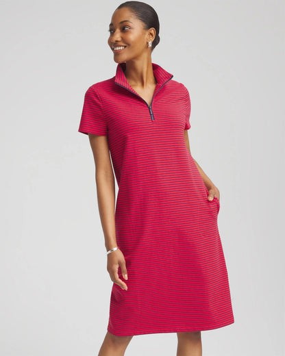 Zenergy® UPF Knit Stripe Half-Zip Dress - Chico's