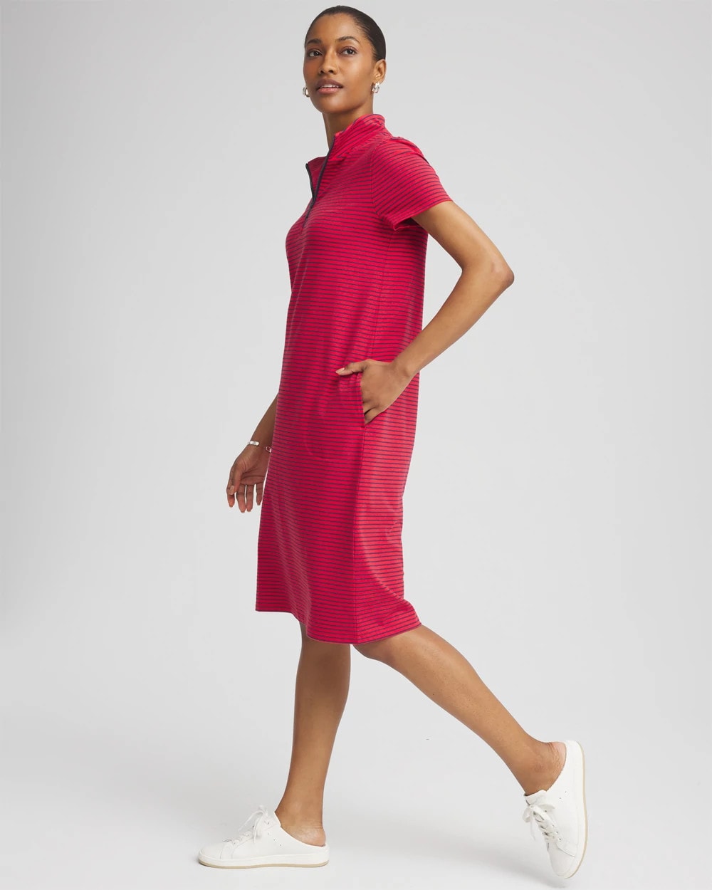 Zenergy® UPF Knit Stripe Half-Zip Dress - Chico's