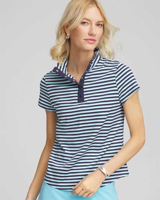 Zenergy® Striped UPF Mockneck Short-Sleeve Top - Chico's