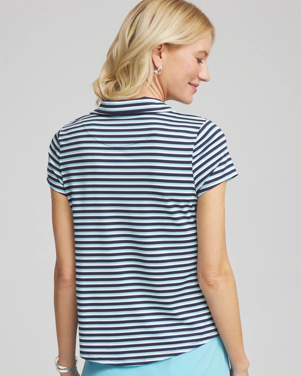 Zenergy® Striped UPF Mockneck Short-Sleeve Top - Chico's