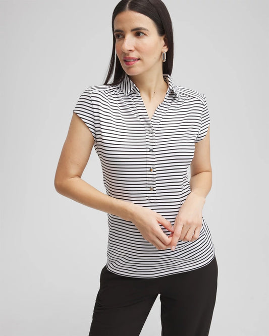 Zenergy® UPF Stripe Cap Sleeve Polo - Chico's