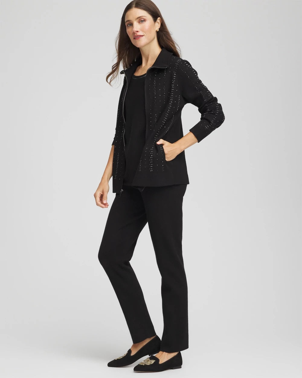 Zenergy® Luxe Diamante Zip Cardigan - Chico's