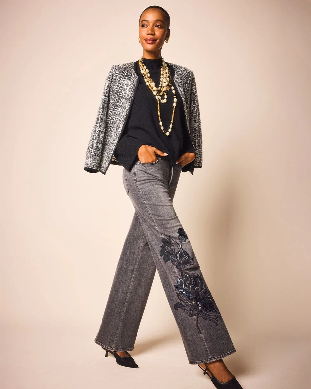 Printed High-Rise Wide-Leg Jean - Chico's