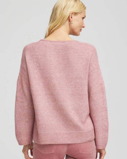 Tonal Embroidered Boatneck Pullover Sweater - Chico's