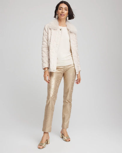 Girlfriend Slim Ankle Foiled Lace Jeans - Chico's
