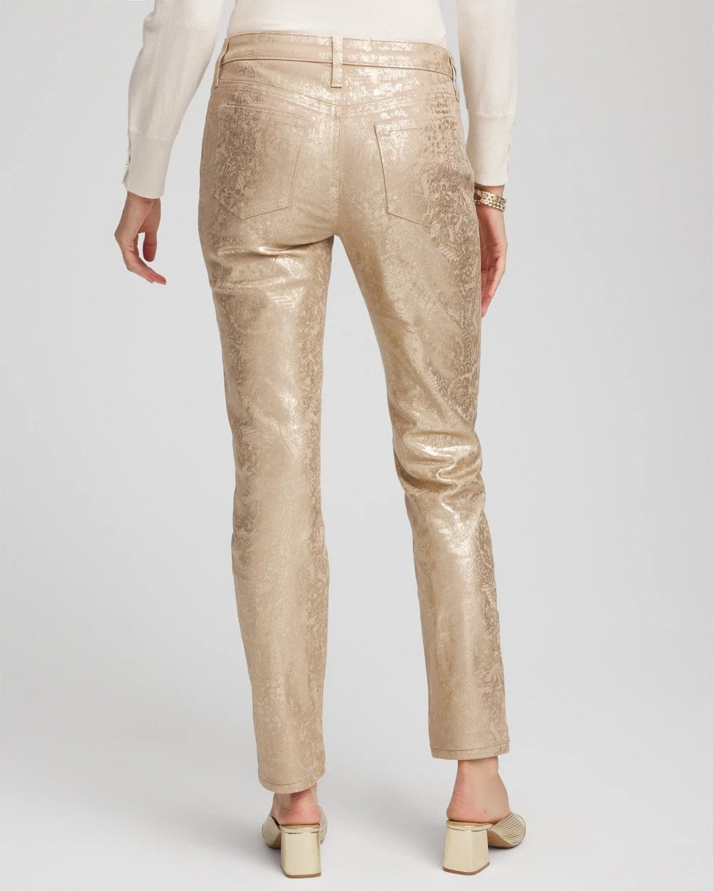Girlfriend Slim Ankle Foiled Lace Jeans - Chico's