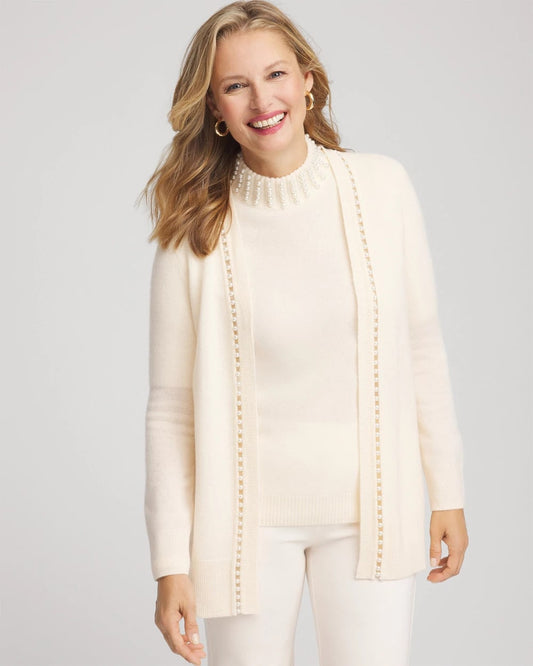 Cashmere Pearl-Trim Cardigan - Chico's