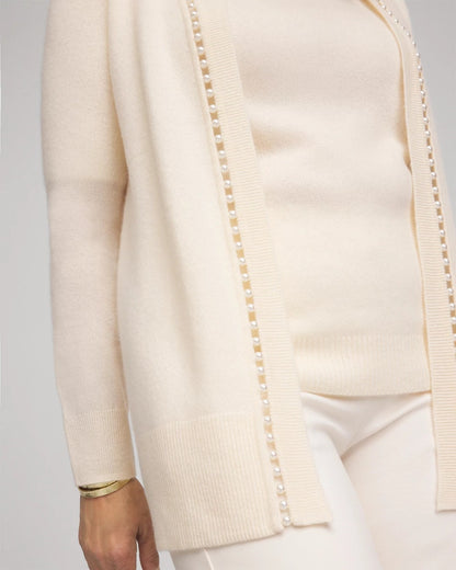 Cashmere Pearl-Trim Cardigan - Chico's