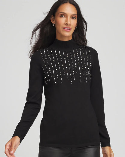 Ella Embellished Mockneck Sweater - Chico's