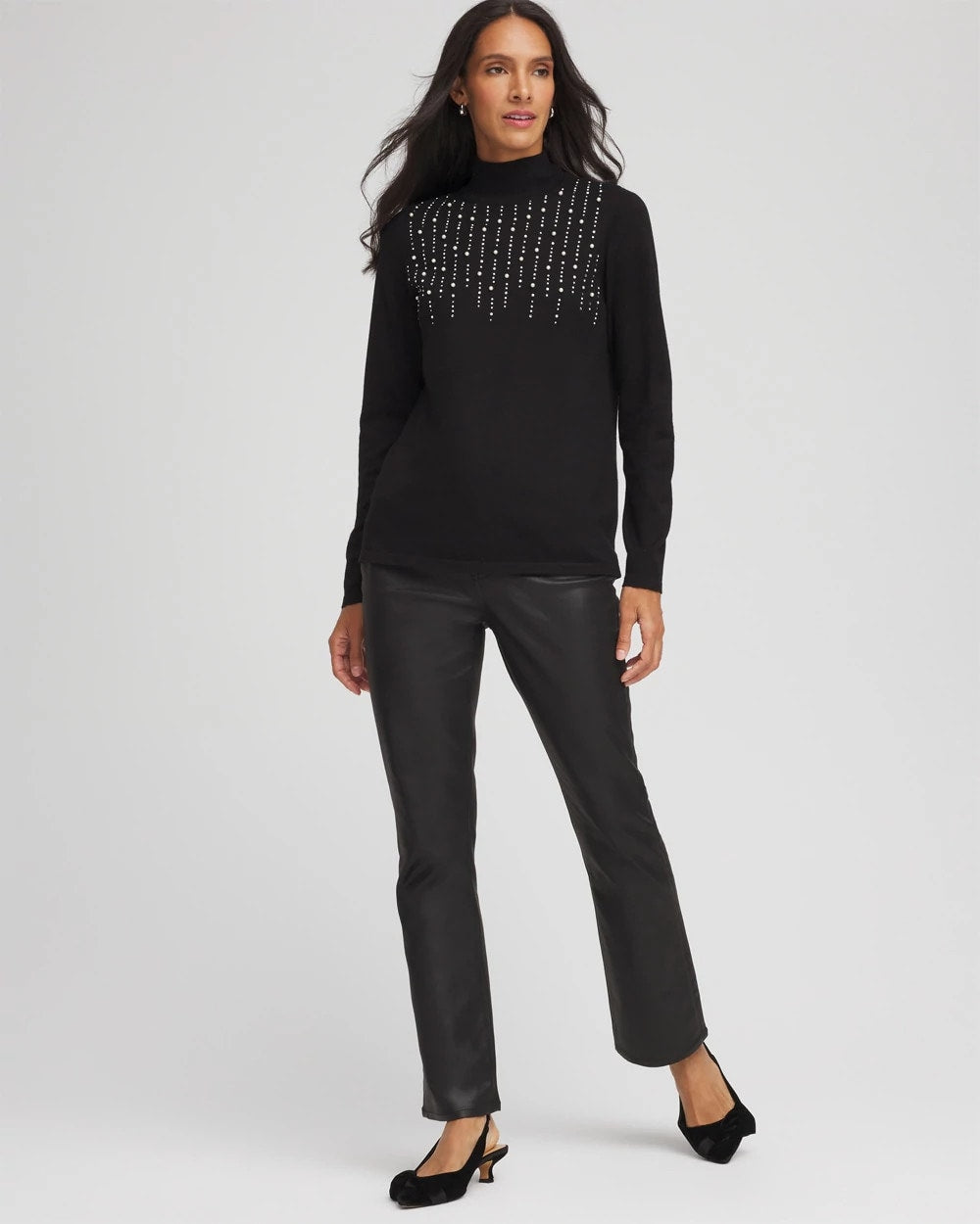 Ella Embellished Mockneck Sweater - Chico's