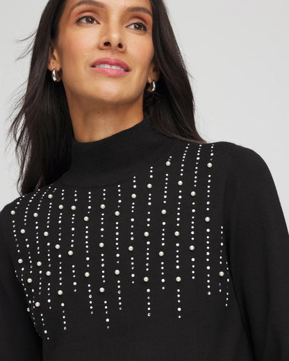 Ella Embellished Mockneck Sweater - Chico's