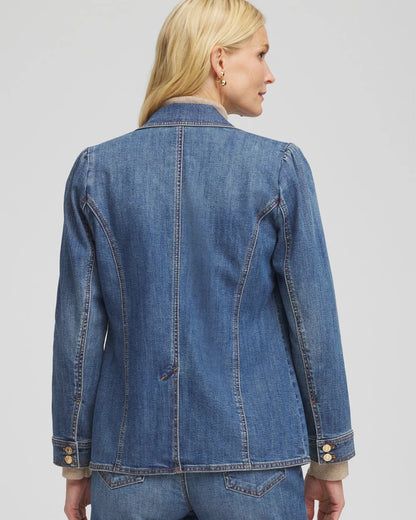 Pearl Brooch Denim Blazer - Chico's
